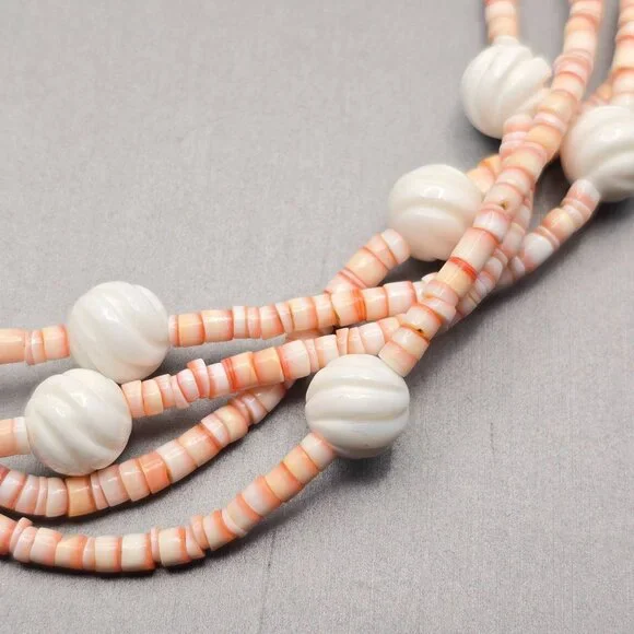 VTG Southwestern Oyster Shell Multi‑Strand Choker Necklace 13" 925 Tube Clasp - Picture 7 of 10
